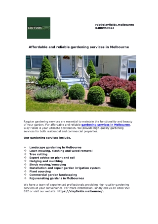 Affordable and reliable gardening services in Melbourne