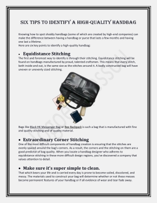 Six Tips To Identify A High-Quality Handbag - Hogoe Kpessou
