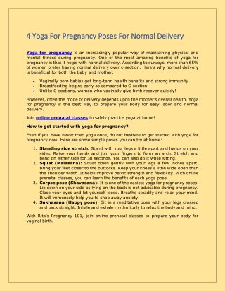 4 Yoga For Pregnancy Poses For Normal Delivery