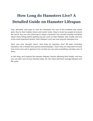 How Long do Hamsters Live? A Detailed Guide on Hamster Lifespan