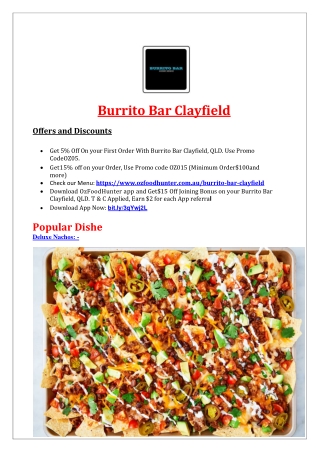 5% Off - Burrito Bar Menu - Mexican Restaurant Clayfield, QLD
