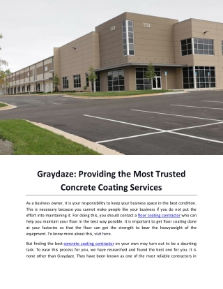 Graydaze Providing the Most Trusted Concrete Coating Services