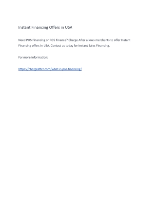 Instant Financing Offers in USA