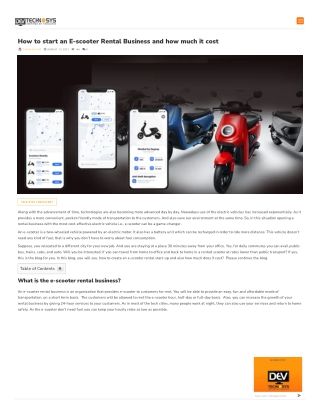 How to start an E-scooter Rental Business