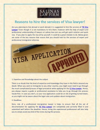 Reasons to hire the services of L1 Visa Lawyer