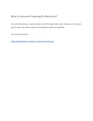What is Consumer Financing for Merchants?