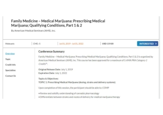 Family Medicine &ndash; Medical Marijuana Prescribing Medical Marijuana; Qualifying Conditions, Part 1 &amp; 2