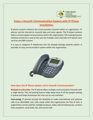 Enjoy a Smooth Communication System with IP Phone Installation