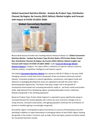 Global Convenient Nutrition Market Research Report 2021-2026