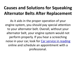 Causes and Solutions for Squeaking Alternator Belts After