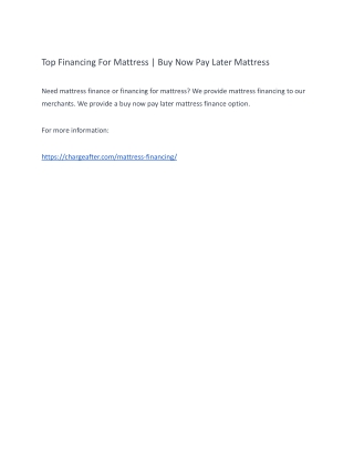 Top Financing For Mattress | Buy Now Pay Later Mattress