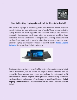 How is Renting Laptops Beneficial for Events in Dubai?