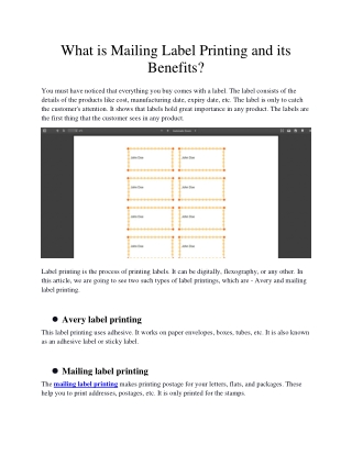 What is Mailing Label Printing and its Benefits?