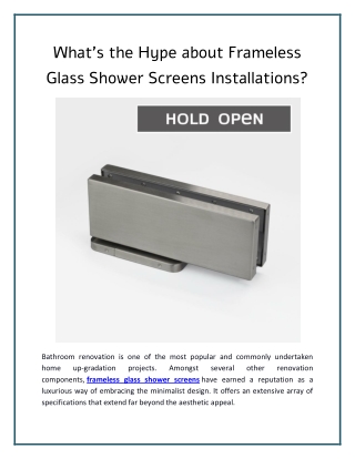 What’s the Hype about Frameless Glass Shower Screens Installations?