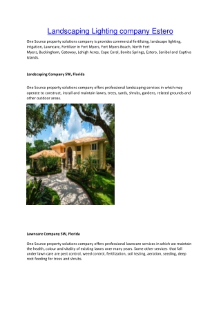 Landscaping Lighting company Estero