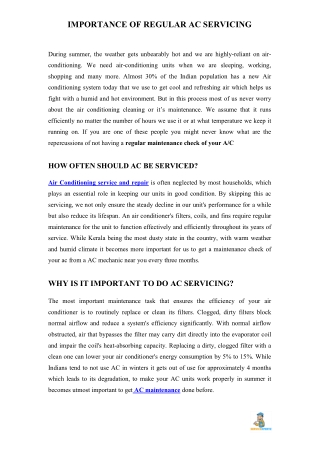 Reasons Why Air Conditioner Servicing is Important