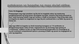 patakaran sa bagahe ng mga skyjet airline