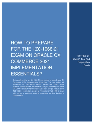 How to prepare for the 1Z0-1068-21 Exam on Oracle Commerce Cloud 20D?