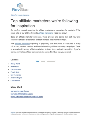 Top affiliate marketers we’re following for inspiration