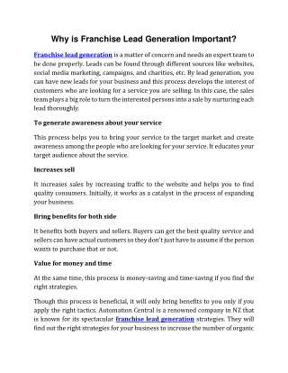 Why is Franchise Lead Generation Important?