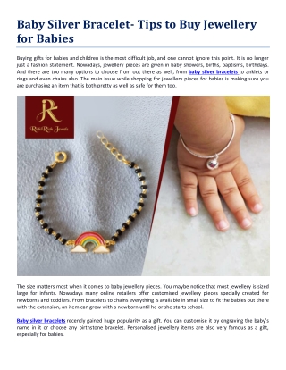 Baby Silver Bracelet- Tips to Buy Jewellery for Babies