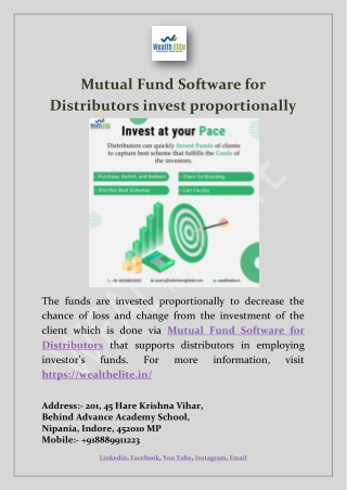 Mutual Fund Software for Distributors invest proportionally