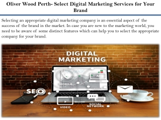 Oliver Wood Perth- Select Digital Marketing Services for Your Brand