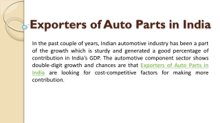 Exporters of Auto Parts in India