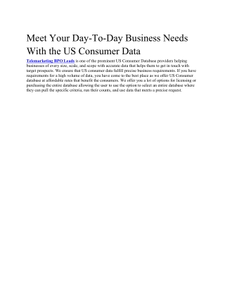 Consumer Database