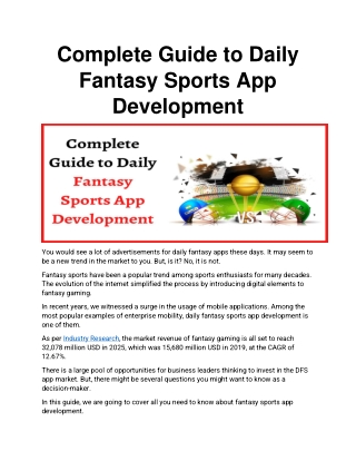 Complete Guide to Daily Fantasy Sports App Development