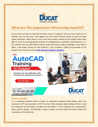 Online Autocad Training and Certification in Gurgaon