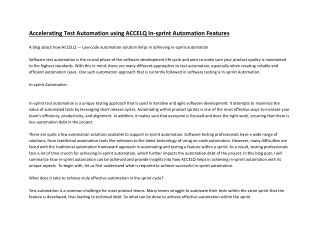 Accelerating Test Automation using ACCELQ In-sprint Automation Features
