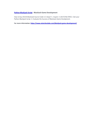 Python Blackjack Script - BlackJack Game Development