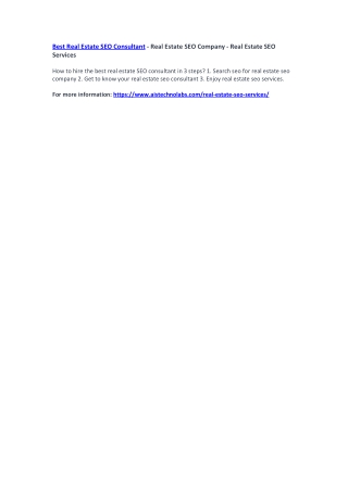 Best Real Estate SEO Consultant - Real Estate SEO Company - Real Estate SEO