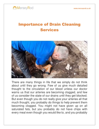 Importance of Drain Cleaning Services