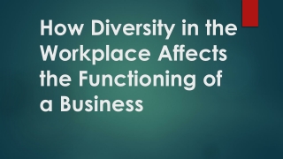 How Diversity in the Workplace Affects the Functioning of a Business