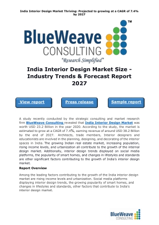 India Interior Design Market Size - Industry Trends & Forecast Report 2027
