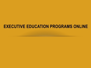 Executive Education Programs Online