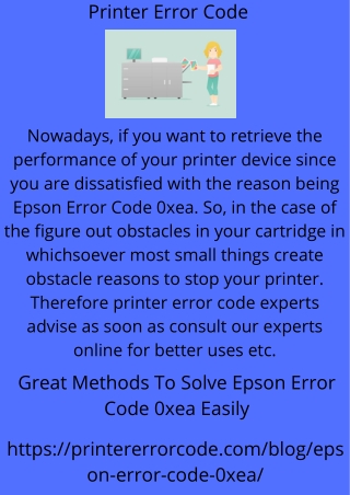 Great Methods To Solve Epson Error Code 0xea Easily