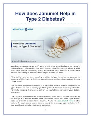 How does Janumet Help in Type 2 Diabetes?