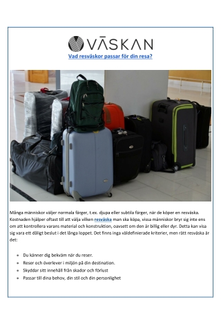Vad resväskor passar för din resa?