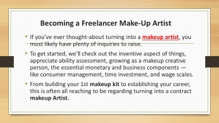 Becoming a Freelancer Make-Up Artist