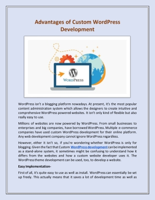 Advantages of Custom WordPress Development