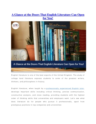 A Glance at the Doors That English Literature Can Open for You