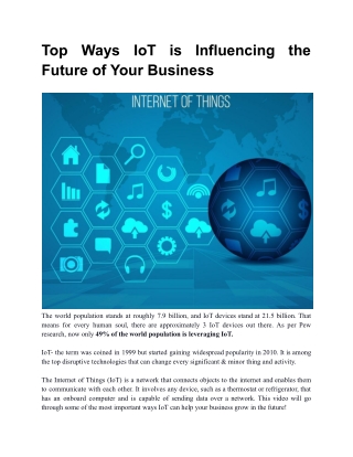 Top Ways IoT is Influencing the Future of Your Business