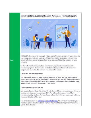 Seven Tips for A Successful Security Awareness Training Program