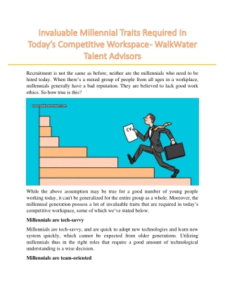 Invaluable Millennial Traits Required In Today’s Competitive Workspace - WalkWater Talent Advisors