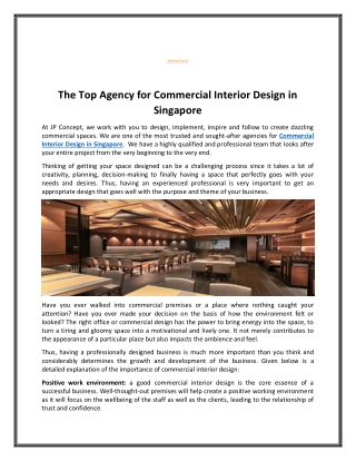 Commercial Interior Design in Singapore