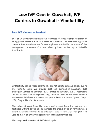 Low IVF Cost in Guwahati, IVF Centres in Guwahati - Vinsfertility