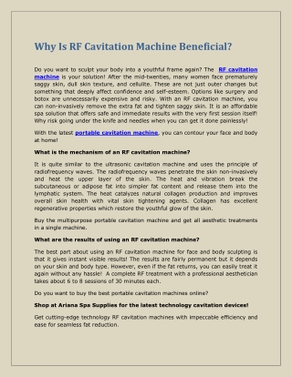 Why Is RF Cavitation Machine Beneficial